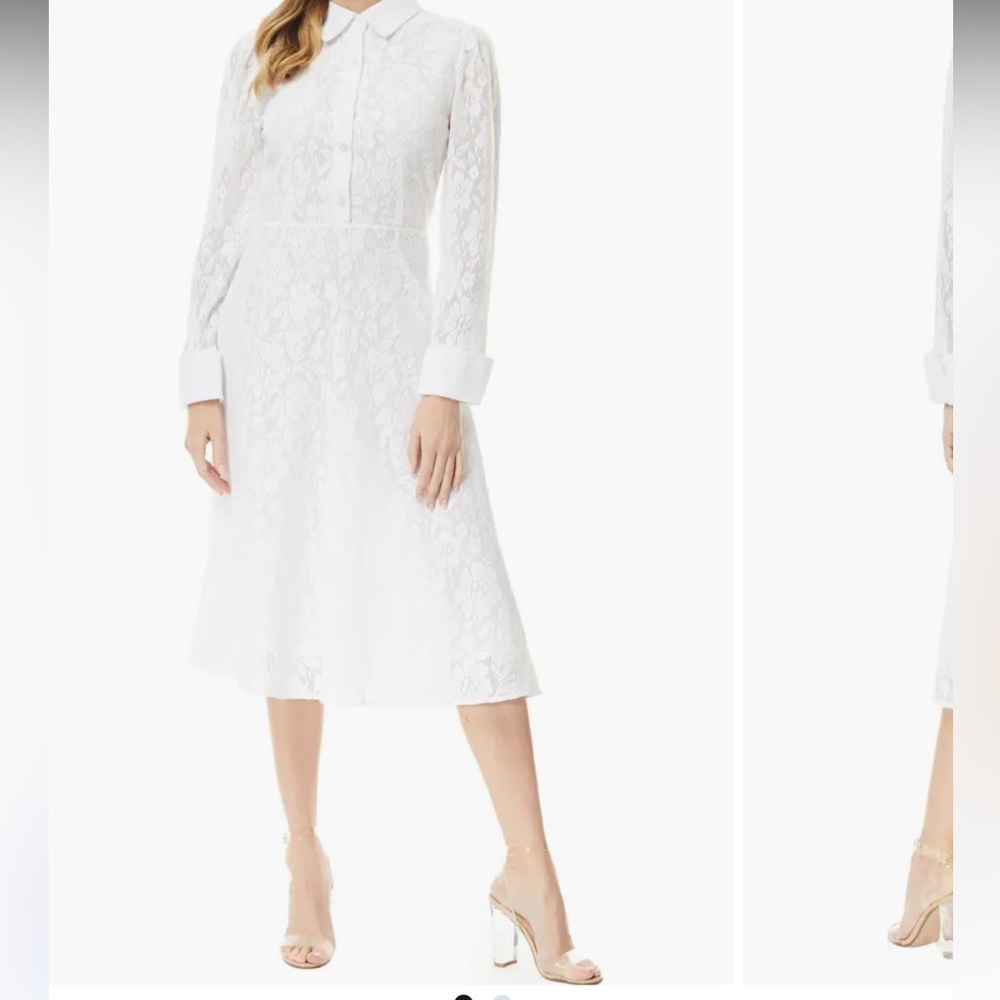 Love By Design White Lace Long Sleeve Dress Small